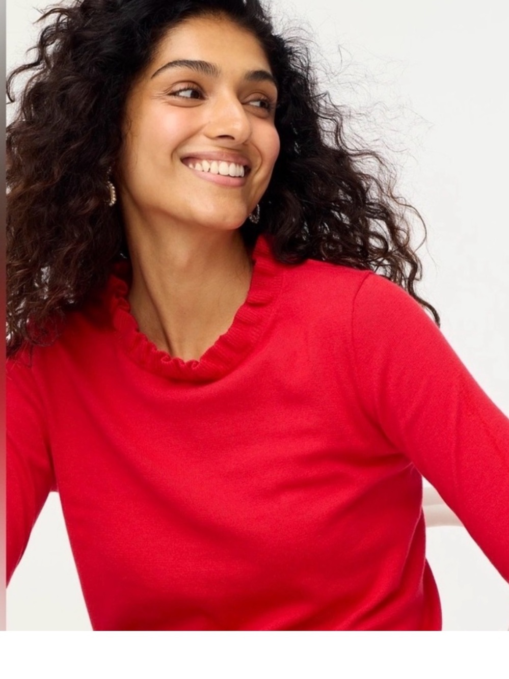 Red Ruffle Neck J Crew Sweater S